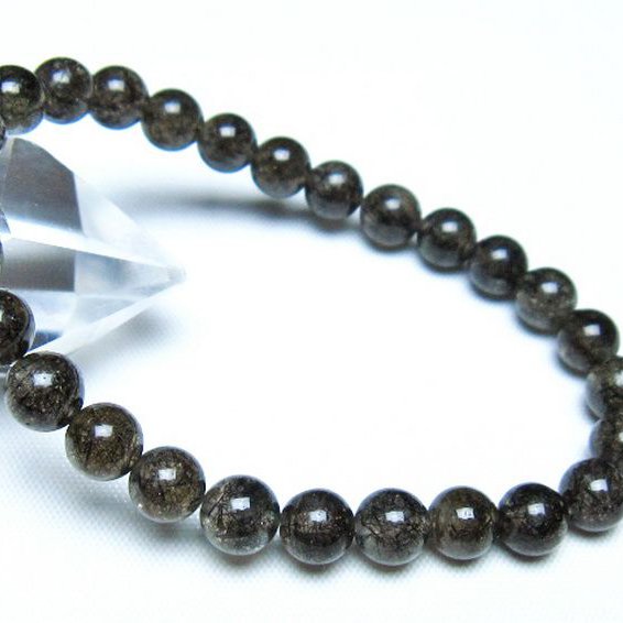 ブラックルチルクォーツ ブレスレット 7mm [t257-8227]