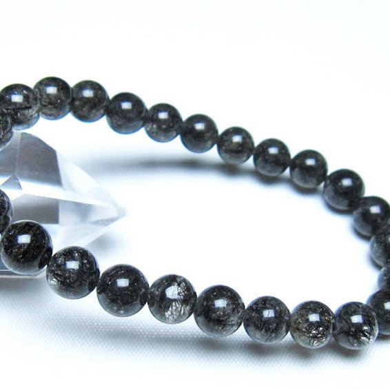 ブラックルチルクォーツ ブレスレット 7mm [t257-8228]