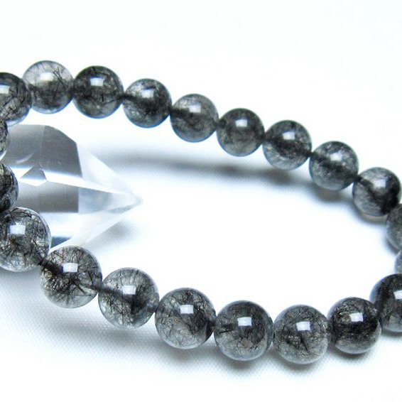 ブラックルチルクォーツ ブレスレット 9mm [t257-8238]