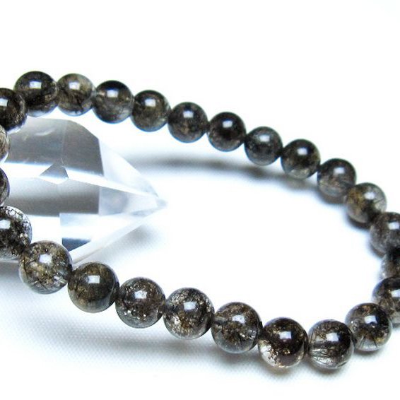 ブラックルチルクォーツ ブレスレット 7mm [t257-8252]