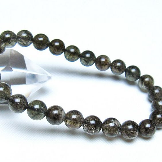 ブラックルチルクォーツ ブレスレット 7mm [t257-8253]