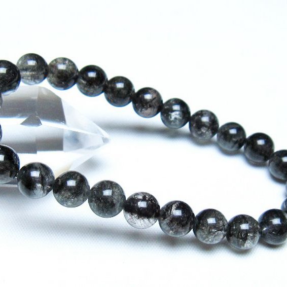 ブラックルチルクォーツ ブレスレット 8mm [t257-8255]