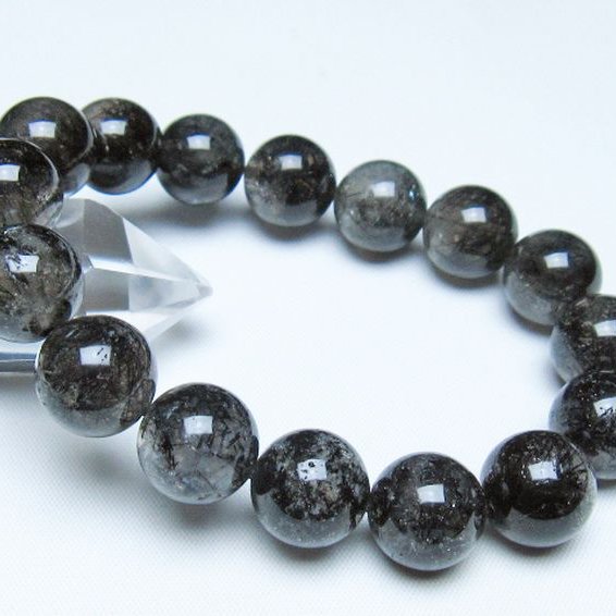 ブラックルチルクォーツ ブレスレット 14mm [t257-8271]