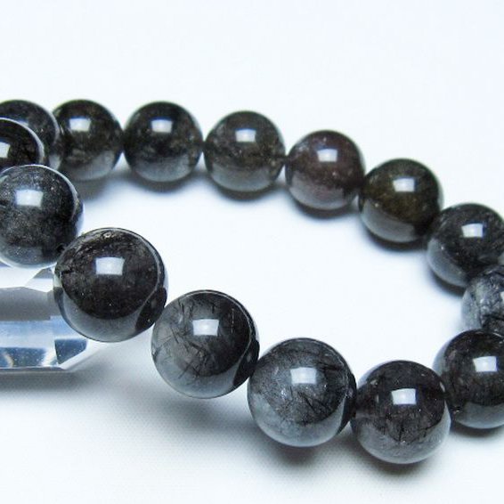 ブラックルチルクォーツ ブレスレット 14mm [t257-8345]