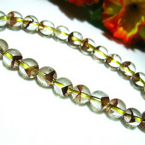 ゴールドファントム水晶 ブレスレット 6mm [T262-469]