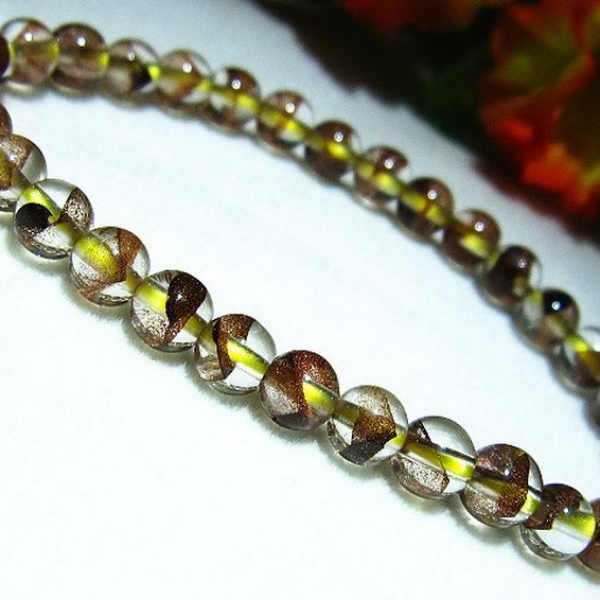 ゴールドファントム水晶 ブレスレット 6mm [T262-477]