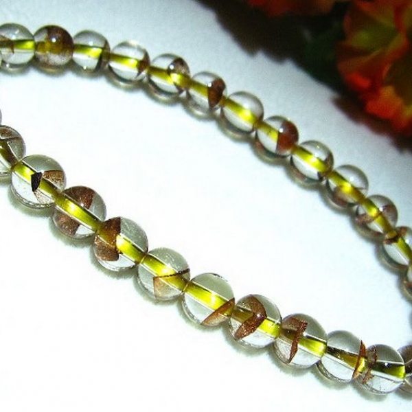 ゴールドファントム水晶 ブレスレット 6mm [T262-486]