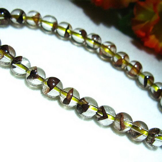 ゴールドファントム水晶 ブレスレット 6mm [T262-487]