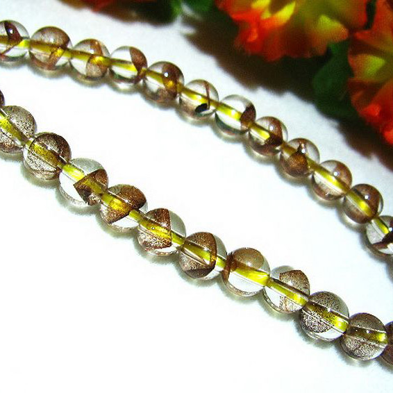 ゴールドファントム水晶 ブレスレット 6mm [T262-492]