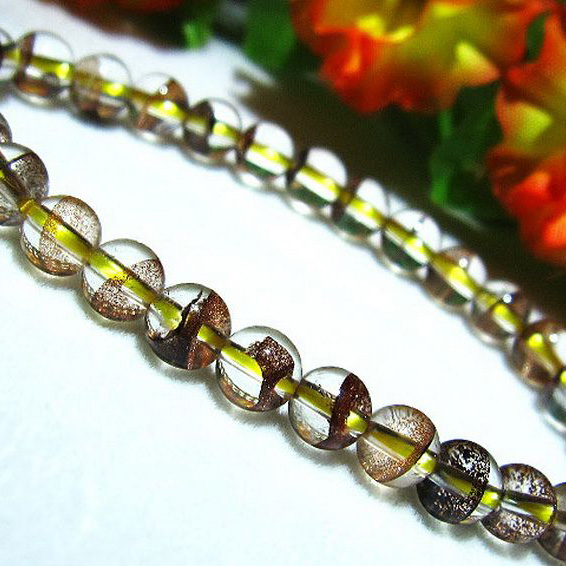 ゴールドファントム水晶 ブレスレット 6mm [T262-495]