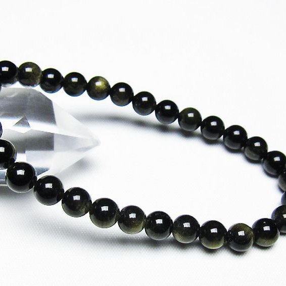 ゴールドキャッツアイオブシディアン ブレスレット 6mm [T265-1829]