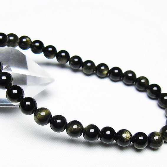ゴールドキャッツアイオブシディアン ブレスレット 6mm [T265-1835]
