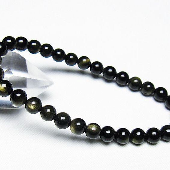 ゴールドキャッツアイオブシディアン ブレスレット 6mm [T265-1838]