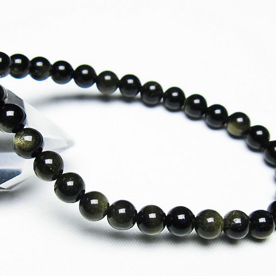 ゴールドキャッツアイオブシディアン ブレスレット 6mm [T265-1851]