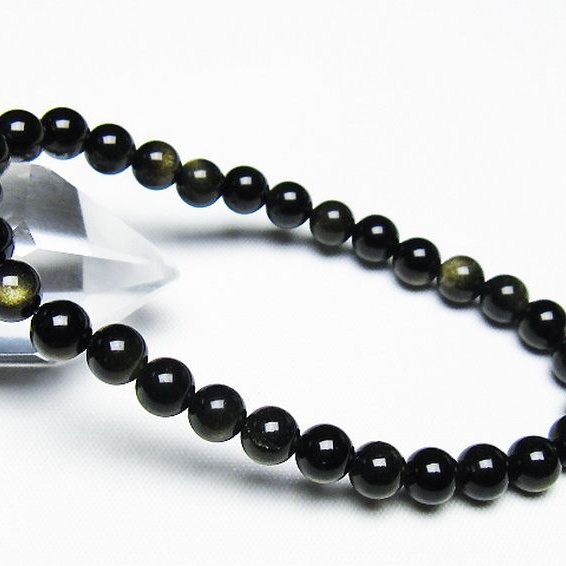 ゴールドキャッツアイオブシディアン ブレスレット 6mm [T265-1855]