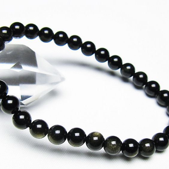 ゴールドキャッツアイオブシディアン ブレスレット 6mm [T265-1867]