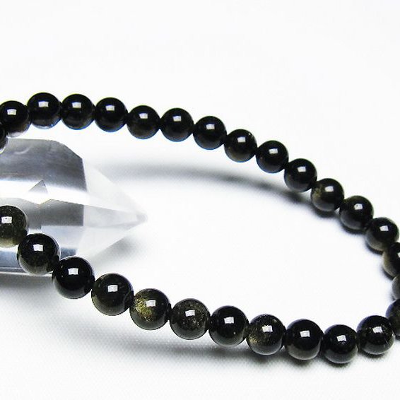 ゴールドキャッツアイオブシディアン ブレスレット 6mm [T265-1869]