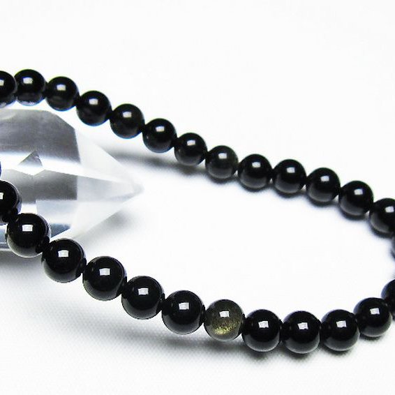 ゴールドキャッツアイオブシディアン ブレスレット 6mm [T265-1877]