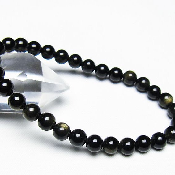 ゴールドキャッツアイオブシディアン ブレスレット 6mm [T265-1878]