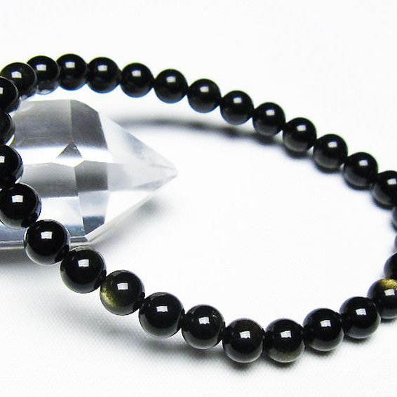 ゴールドキャッツアイオブシディアン ブレスレット 6mm [T265-1891]