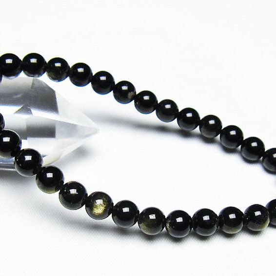 ゴールドキャッツアイオブシディアン ブレスレット 6mm [T265-1894]