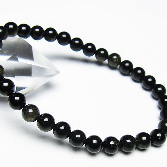 ゴールドキャッツアイオブシディアン ブレスレット 6mm [T265-1905]