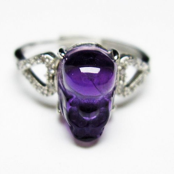 アメジスト ヒキュウ 貔貅 指輪 (16号)[T275-22049]