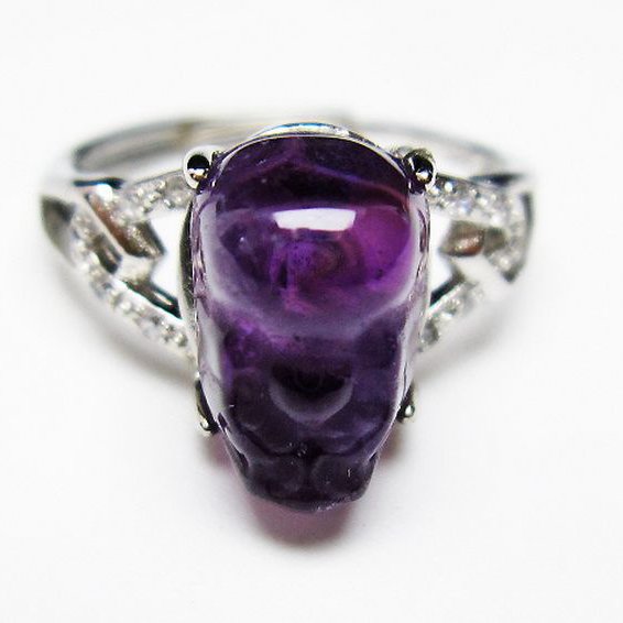 アメジスト ヒキュウ 貔貅 指輪 (16号) [t275-22071]