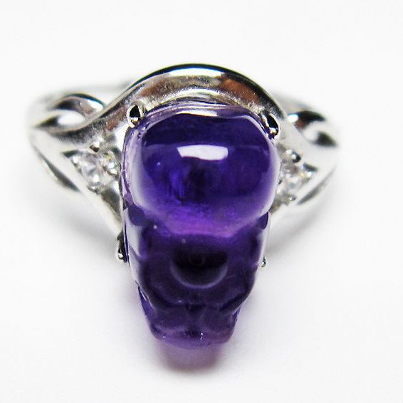 アメジスト ヒキュウ 貔貅 指輪 (15号) [t275-22083]