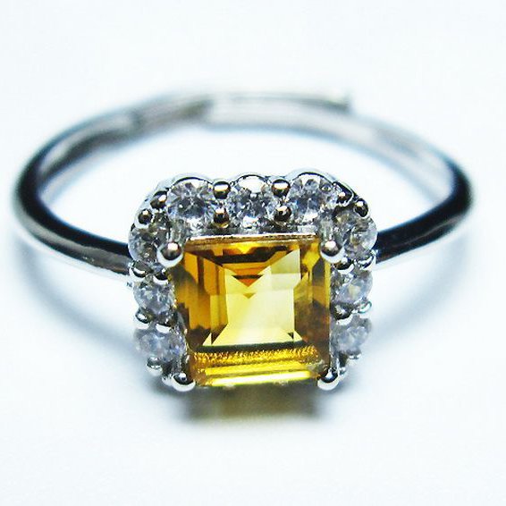 シトリン 指輪 (16号)[T275-22119]