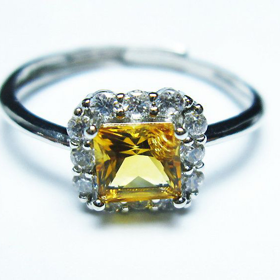 シトリン 指輪 (18号)[T275-22178]