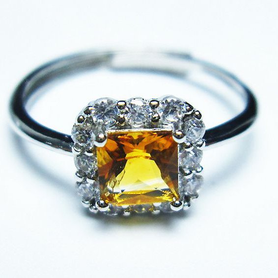 シトリン 指輪 (16号)[T275-22198]