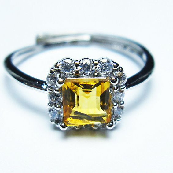 シトリン 指輪 (15号)[T275-22248]