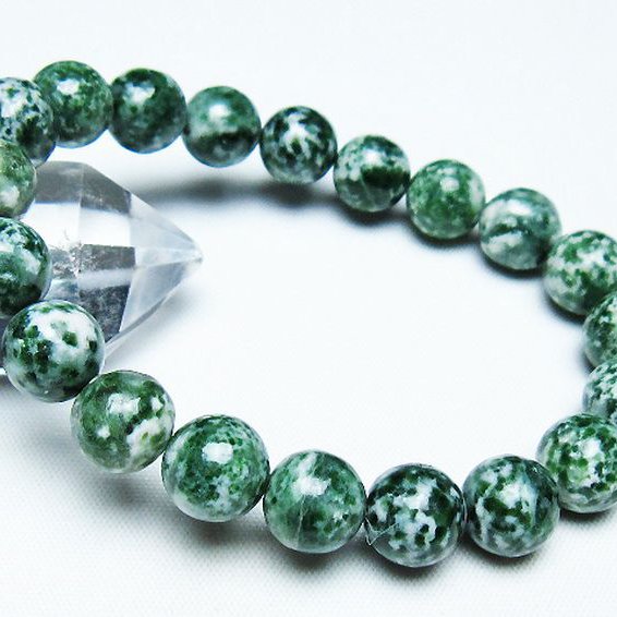 グリーンスポットジャスパー ブレスレット 10mm [T285-1185]