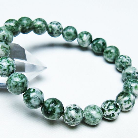 グリーンスポットジャスパー ブレスレット 10mm [T285-1281]