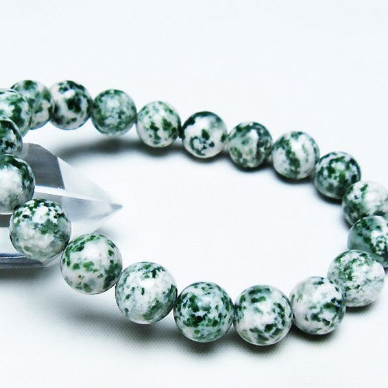 グリーンスポットジャスパー ブレスレット 10mm [T285-1287]