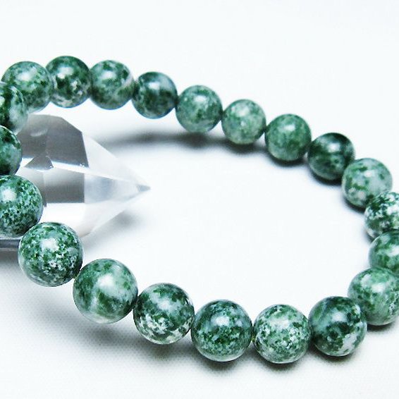 グリーンスポットジャスパー ブレスレット 9mm [T285-1342]