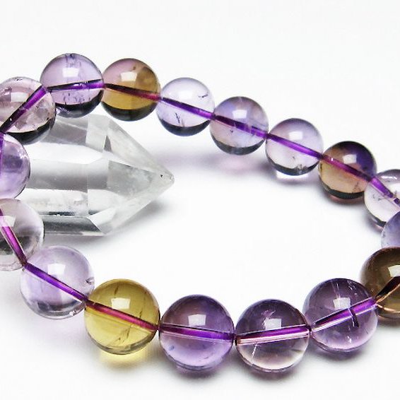 【アメトリン 水晶】透明感あふれる紫と黄金の輝き 天然石 ブレスレット アメジスト シトリンミックス 天然石ブレスレット パワーストーン 黄