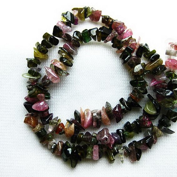 ミックスカラートルマリン 一連 ビーズ 0mm [t302-1348]