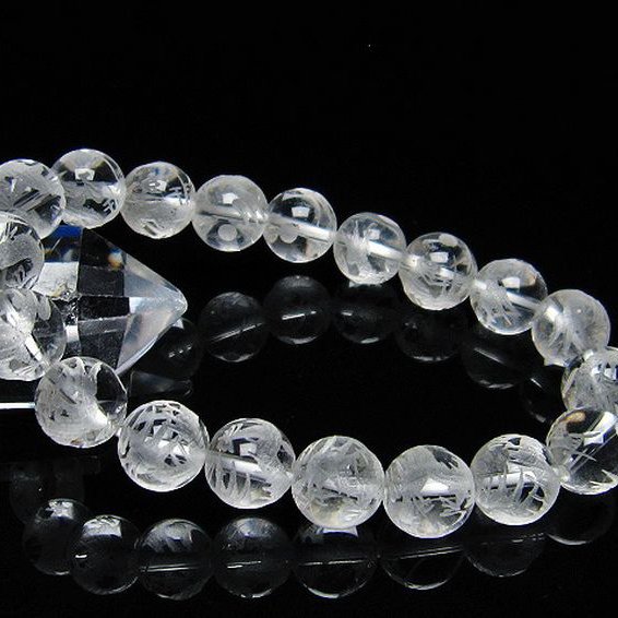 ヒマラヤ水晶 手彫り 龍 ブレスレット 11mm [T305-826]