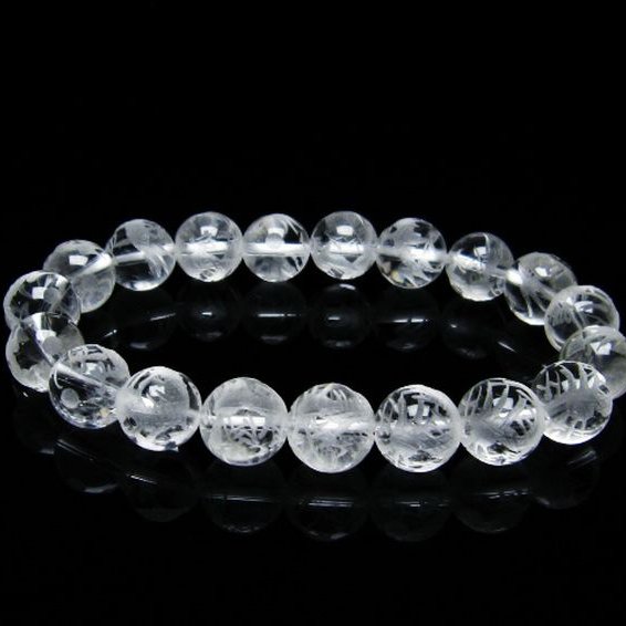 ヒマラヤ水晶 手彫り 龍 ブレスレット 11mm [T305-865]