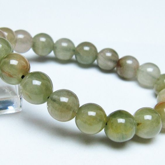 グリーンラビットヘアルチルクォーツ ブレスレット 11mm [t308-2475]