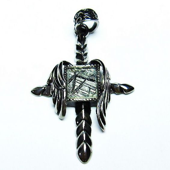 ギベオン メテオライト隕石 十字架 ロザリオ ペンダント [T309-2397]