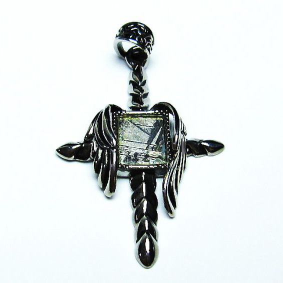 ギベオン メテオライト隕石 十字架 ロザリオ  ペンダント [T309-2402]