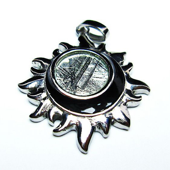 シルバーギベオン メテオライト 太陽型 ペンダント [T309-2486]