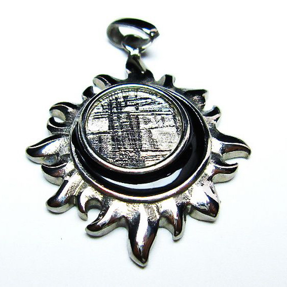 シルバーギベオン メテオライト 太陽型 ペンダント [T309-2488]