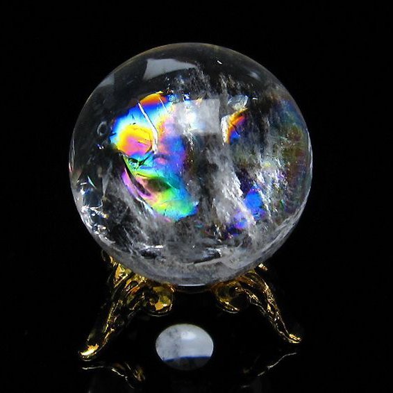 虹入り ヒマラヤ水晶 丸玉 24mm [t317-4343]