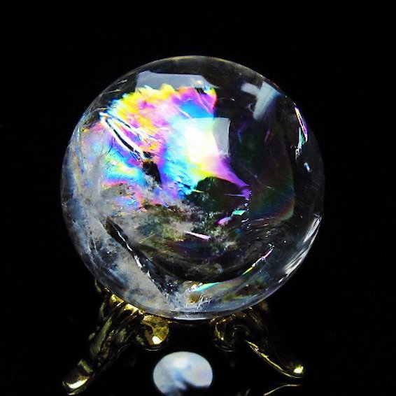 天然透明色 水晶玉 ヒマラヤ 美品 虹入り ヒマラヤ水晶 丸玉 25mm [t317-4565]