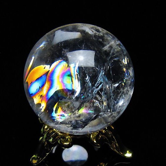 虹入り ヒマラヤ水晶 丸玉 25mm [T317-4643]