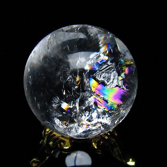 虹入り ヒマラヤ水晶 丸玉 25mm [t317-4644]